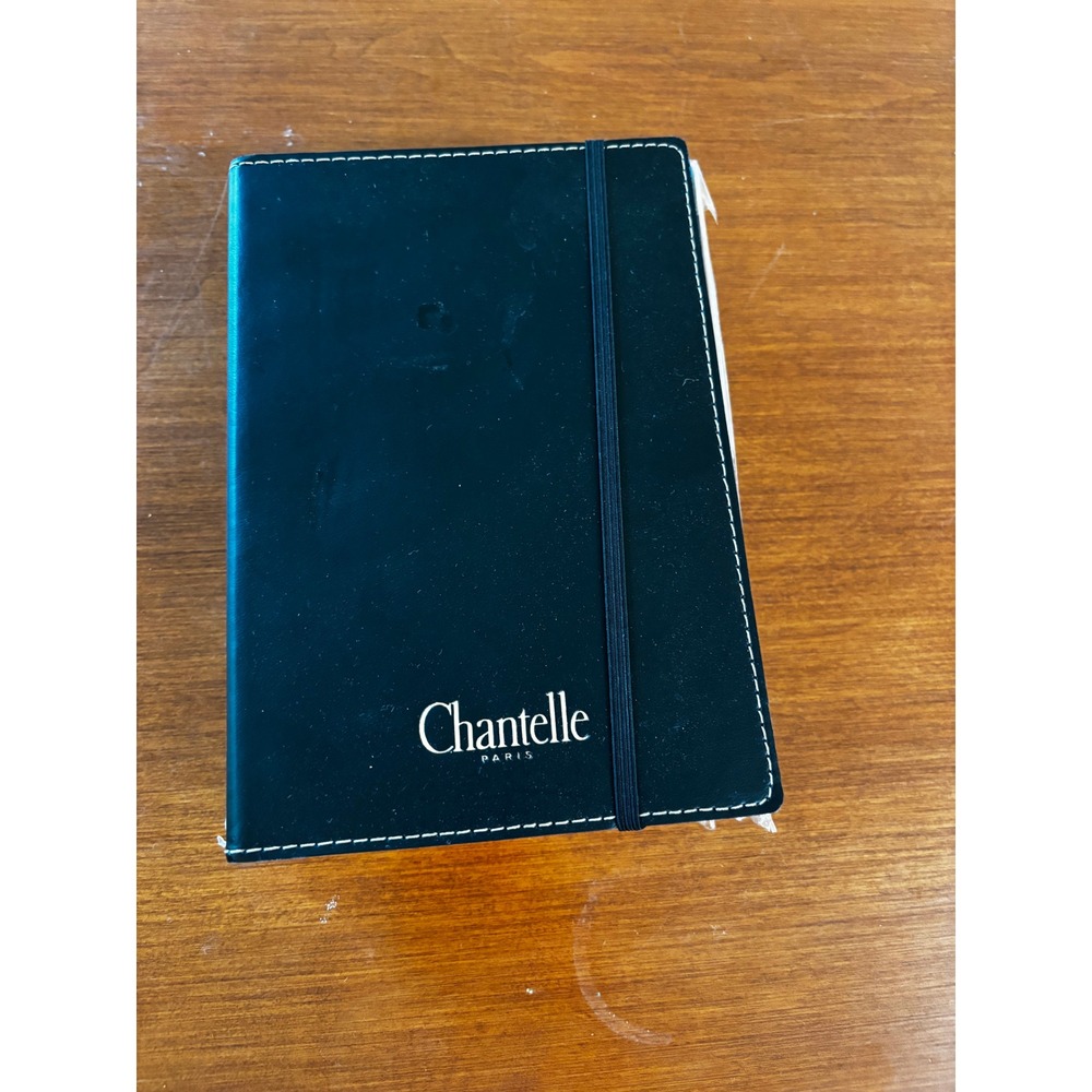 Chantelle Paris Journal Notebook Set 4 Pack Black Faux Leather Elastic Closure